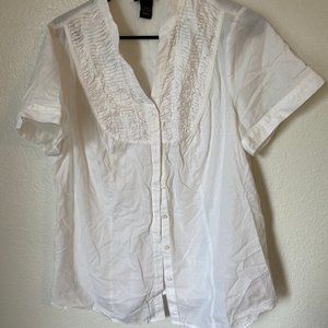 White Linen Short Sleeve Top